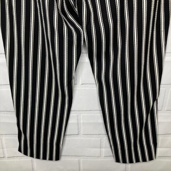 H&M Black and White Striped Cropped Tapered Trouser Pants Size 10 - Picture 12 of 12